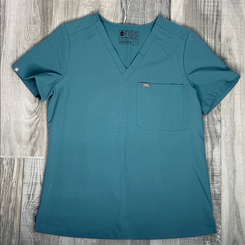 Figs Ocean Blue V-Neck Scrub Top